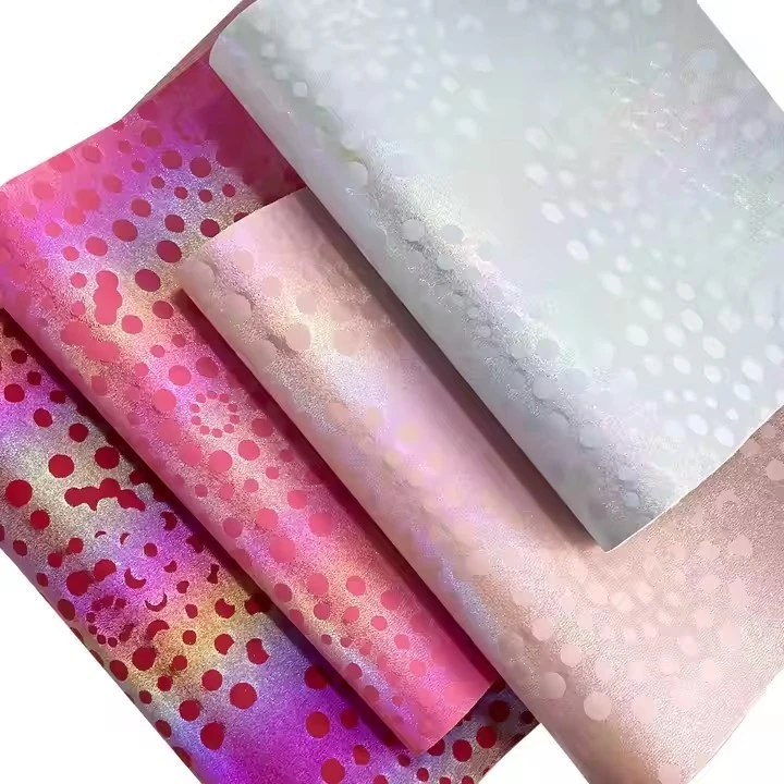 Round Dot Water Grass Pattern Faux Leather Synthetic Leather Fabric For Diy Making Sofa Bags Crafts