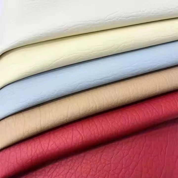 Solid Color Soft Litchi Grain Vinyl Fabric PU Embossed Faux Leather Rolls For Handbags Shoes Upholstery